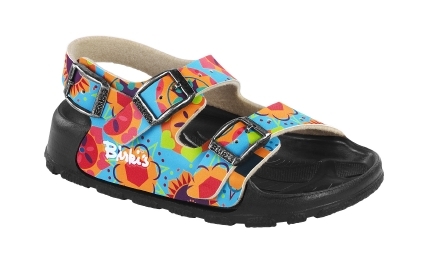 Birkis Aruba Kunststoff-Sandalen indian pattern blue schmal